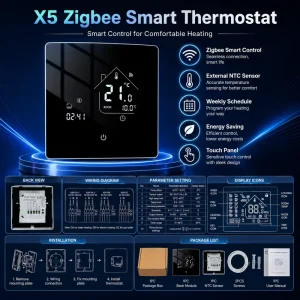 Comfurter CE Certificated 16A Electric Underfoor Heating Weekly Programmable Floor Heating Thermostat with Floor Sensor
