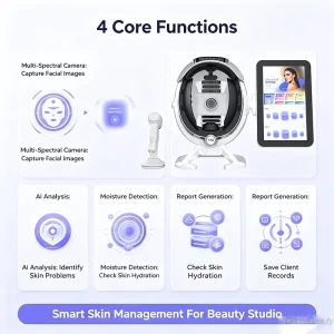 Commercial AI Facial Skin Scalp Detector with Moisture Test Function Cloud Data Upload Skin Analysis Instrument for Spa Clinic