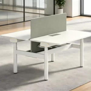 Commercial Electric Standing Desk Height Adjustable Workstation with Privacy Panel Modular Office Furniture for Open Workspace