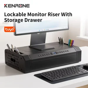 Commercial Waterproof Multifunctional Monitor Stand Lockable Drawer Ergonomic Design Ideal for Corporate Office Procurement