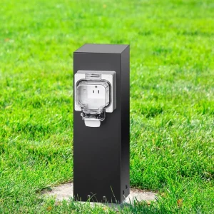 Compact 40cm Vertical Electrical Power Socket, 304 Stainless Steel, IP66 Waterproof, 10A, 2-Year Warranty