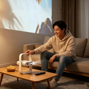 Compact Frame Mini Projector Portable Projector Bezel Less Video Projecting Device Smart Projector for Home Office Exhibition