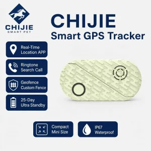 Compact Smart GPS Waterproof Bluetooth Pet Tracker Real-Time APP Location Geofence Alert 20+ Hours Battery Life for Cats Dogs