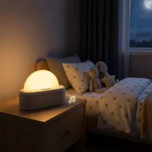 Compact White Noise Sound Machine Wake up Light With Soft Glow Atmosphere Lamp Intuitive Bedside Control System for Sleep