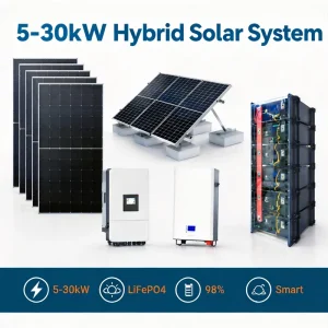 Complete Solar Power System 5 30kW Hybrid Inverter with Solar Panels Battery Kit for Home