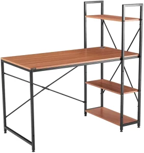 Computer Desk Office Desk Compact Gaming Desk Modern PC Workstation Writing Table Home Office Desk 4 Tier Storage Rack Shelf