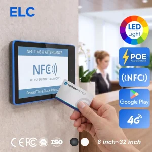 Contactless NFC Card Reader 10.1″ PoE Android Tablet With RGB LED Bar For Attendance SDK Support For Branded Customization