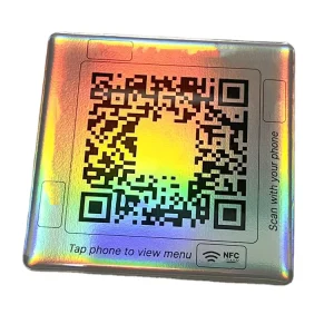 Contactless Writable QR Code Hologram Restaurant Smart Digital Menu Nfc Sticker De Table