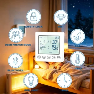 Control Your Heater Thermostat by App Voice or Touch Screen WiFi Smart Home Room Thermostat Switch for Electric Heater