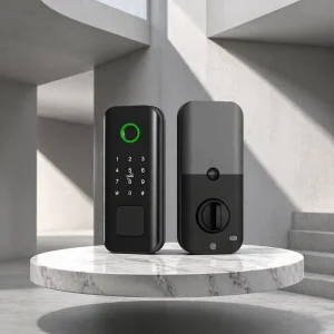 Cross border American style Fully Automatic Deadbolt Smart Lock JD D07 Wooden Fingerprint TTLock Tuya Wi Fi for Key