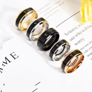Cross border Supply European American Fashion 8mm Smart Temperature sensing Electroplated Stainless Steel Ring Display Direct