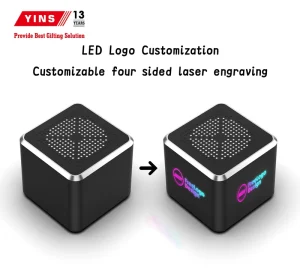 Cube Desktop Wireless Audio Speaker Mini Home Office Speaker With TF Card AUX Input And LED Logo For Desk Use