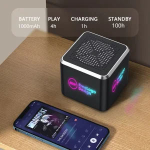 Cube Wireless Audio Speaker With LED Light Up Logo Custom Promotional Gift For Brand Bulk Marketing Giveaway