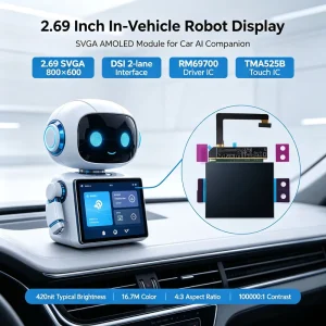 Custom 2.69 Inch 800×600 SVGA AMOLED for Car Dashboard AI Robot Industrial Wide Temp Smart Assistant Screen with MIPI Interface