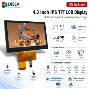 Custom 4.3 Inch 800×480 IPS TFT LCD Display Module with Capacitive Touch Panel Industrial LCD Panel for HMI OEM ODM B2B Factory