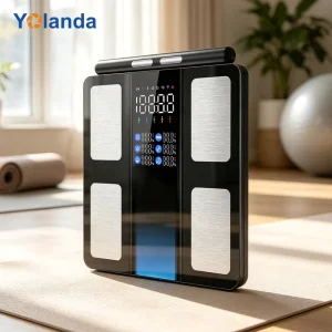 Custom 8 Electrode Body Fat Scale Digital BMI 50 Data Analysis Tempered Glass 180kg Capacity Weighing Scale