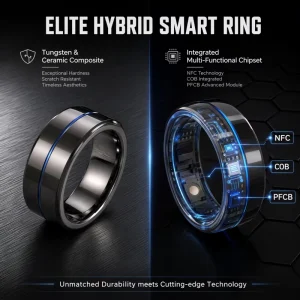 Custom Classic Smart NFC Engagement Wedding Ring Ntag 216 Tungsten Ceramic Blue Line 7.1mm Free Engraving Fast Ship