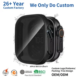 Custom Fashion Waterproof Smart Watch Screen Protector for Apple Watch Ultra 4 49mm PC Electroplating Full Screen Protector Case
