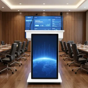Custom Front Display Multimedia Podium Digital Lectern With Optional Top Touchscreen for Lecture Auditorium Use