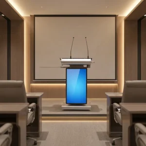 Custom Interactive Digital Podium Smart Touch Screen LCD Lectern with Dual Microphone for Classroom Conference Meeting Room