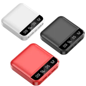 Custom LOGO Mini Portable Smart LED Display Power Bank Detachable 3 Cables 5000mAh 10000mAh Phone Charger 10W