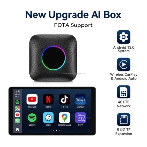 Custom Logo Android 13.0 CarPlay AI Box Qualcomm QCM6125 8 Core 4GB+64GB 4G Network Wireless CarPlay Android Auto Adapter
