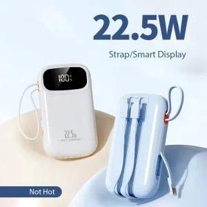 Custom Logo High 20000mAh 22.5W Fast Charging Wireless Power Bank LED Display Portable Design Li-Polymer Battery Aluminum Alloy
