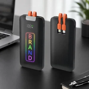 Custom Logo Power Bank 10000mAh 20000mAh 22.5W Fast Charging with Built in Type C Cables LED Digital Display Power Bank
