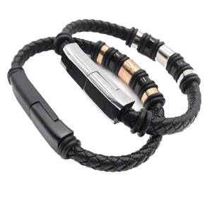 Custom Logo Pure Copper Leather Bracelet 20cm Type-C USB Charging Data Cable with 24K Gold Plating for IOS/Android Earphone Use