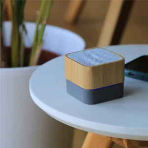 Custom Logo Tech Promotional Corporate Gifts RGB Light Eco-Friendly Pocket Bamboo Wireless Mini Portable Speaker