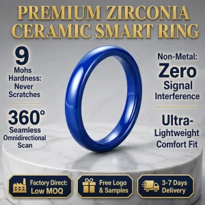 Custom Logo Trendy Zirconia Ceramic NFC Smart Ring NTAG215/213/216 Google Review Chip Digital Name Card Information Storage