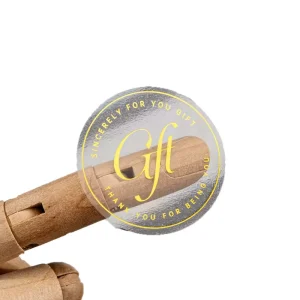 Custom Logo sticker printing Waterproof Personalized Gold Foil Clear Stickers Promotional Print Transparent Logo Sticker Maker