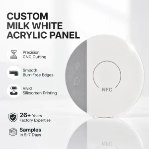 Custom Milky White Acrylic NFC Control Panel Precision CNC Cutting Smooth Burr-Free Edges Silkscreen Factory OEM ODM