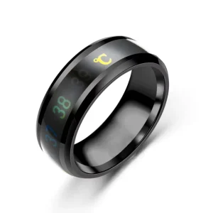 Custom Mood Emotion Temperature Sensitive Titanium Steel Ring with Epoxy Body Temperature Smart Ring Unisex