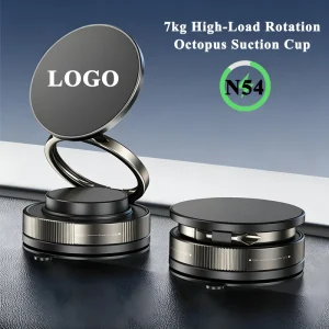 Custom N54 Strong Magnet Zinc Alloy Vacuum Suction Rotatable Magnetic Car Phone Mount Holder for Live Streaming Desktop