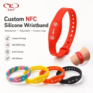 Custom NFC Silicone Wristband 13.56MHz RFID Smart Bracelet Waterproof Adjustable Event Access Control Cashless Payment Wristband