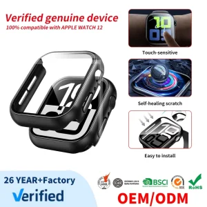 Custom Newly Anti Drop PC Built in Glass Waterproof Case for Apple Watch Series 40 42 44 46mm Screen Protector for Smart Watch