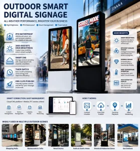 Custom Outdoor Freestanding Digital Signage Display 55 Inch Waterproof LCD Advertising Kiosk Totem Screen for Shopping Mall