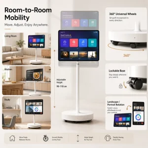 Custom Portable Smart Screen With Rolling Stand Touch Display for Home Entertainment Business Meeting and Education
