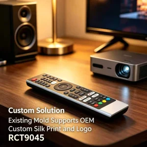 Custom RCT9045 45 Keys Smart Remote Control IR and BLE Dual Mode Metal Shell Silicone Keypad for Home Theater Support OEM ODM