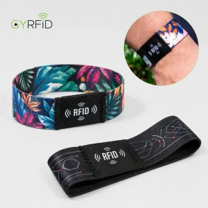 Custom RFID Elastic Wristband Nfc Woven Labels RFID Woven Wristband Nfc Fabric Wristbands