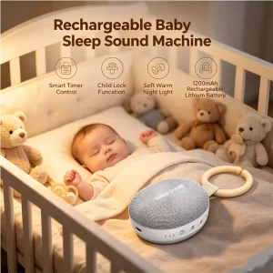 Custom Rechargeable White Noise Machine with Dimmable Night Light Portable Sleep Aid Speaker with Timer Soothing Sounds for Baby