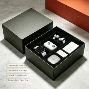 Custom Rigid Paperboard Smart Watch Gift Box with Logo Printing for Electronics