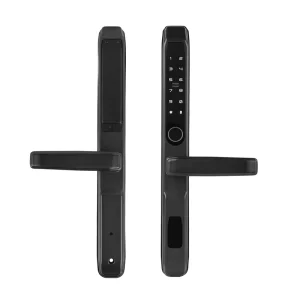 Custom Security Electronic Waterproof Outdoor Digital TTlock Tuya WiFi Fingerprint Aluminum Alloy Black Slim Smart Sliding Door