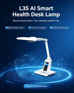 Custom Smart AI Health Desk Lamp 60GHz Radar Sleep Health Monitor With SOS Emergency Call 4G Network Touch Screen Desk Lamp