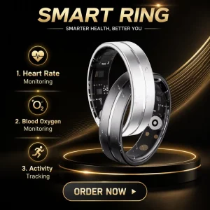 Custom Smart Ring Health Tracker with Blood Pressure HR Monitor 5ATM IP68 Waterproof Gesture Control BT for Android IOS