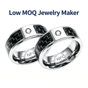 Custom Smart Ring for Women Stainless Steel Carbon Fiber Diamond NFC Wearable Waterproof Fashion Jewelry ODM