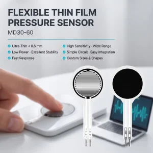 Custom Thin Film Pressure Sensor MD30-60 Resistive Force Sensing Resistor FSR Fast Response for Touch Panel Keypad Range 10kg