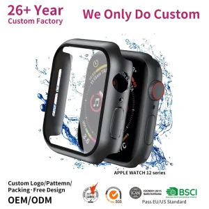 Custom Waterproof Watch Case for IWatch SE 4 PC Glass Two in One Smart Watch Protector for Apple Watch Series 12 46mm Full Cover