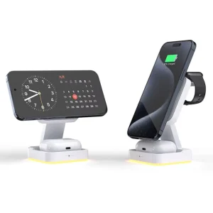 Custom Wireless Charging Station 3 in 1 Foldable 15W Magnetic Fast Wireless Charger for Phone Watch Earphones